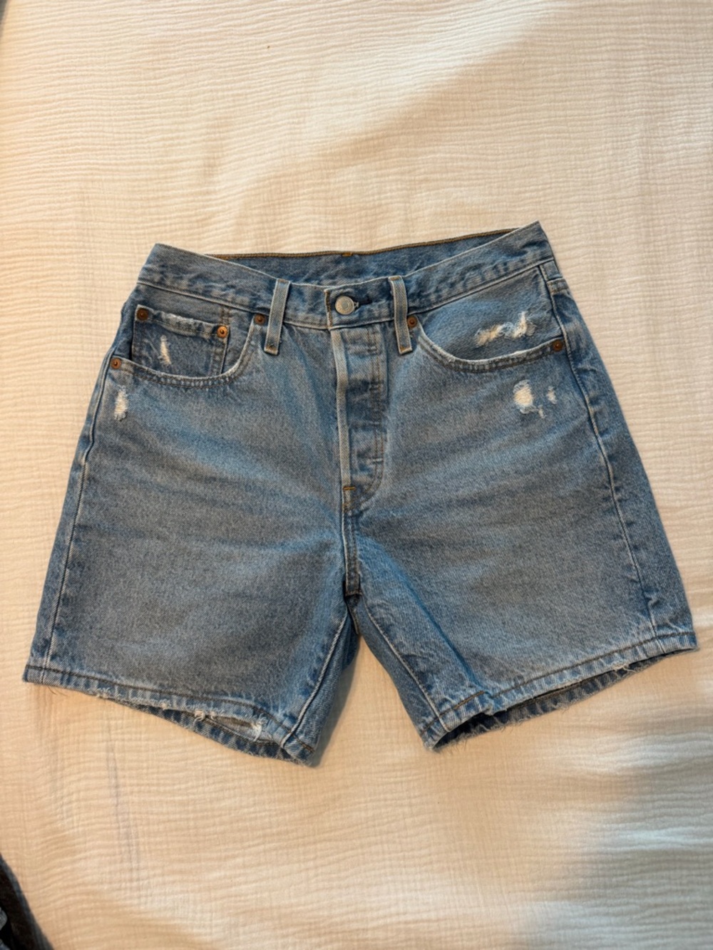 Levi's Light Blue 501 Denim Jeans with Leather Patch
